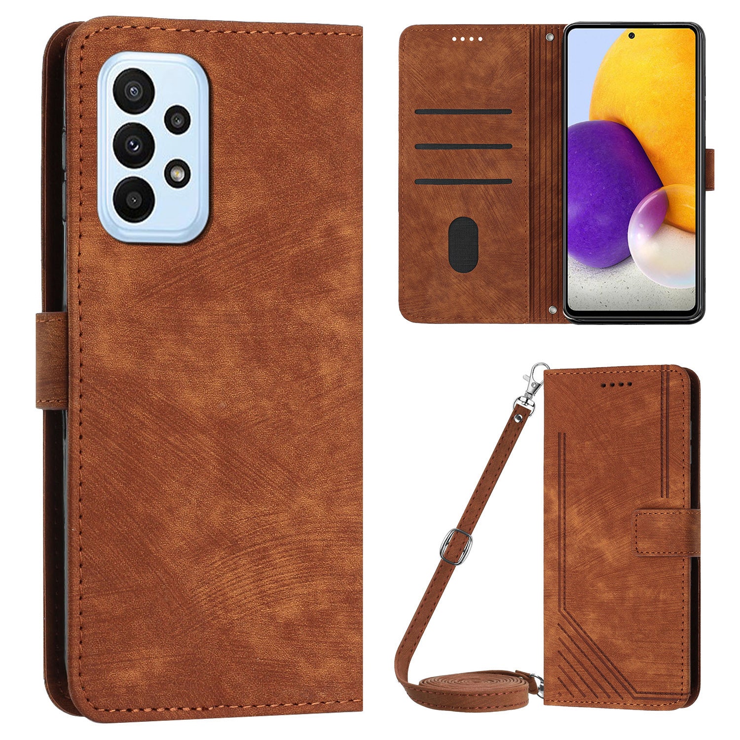For Samsung Galaxy A73 5G Wallet Phone Case PU Leather Lines Imprinted Shell Stand Phone Cover For Samsung Galaxy A73 5G Wallet Phone Case PU Leather Lines Imprinted Shell Stand Phone Cover